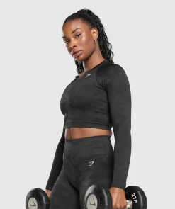 DAMES Gymshark Croptops|T-shirts*Adapt Camo Long Sleeve Crop Top