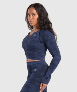 DAMES Gymshark Croptops|T-shirts*Adapt Camo Long Sleeve Crop Top