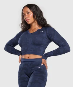 DAMES Gymshark Croptops|T-shirts*Adapt Camo Long Sleeve Crop Top