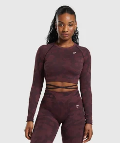 DAMES Gymshark Croptops|T-shirts*Adapt Camo Seamless Long Sleeve Crop Top