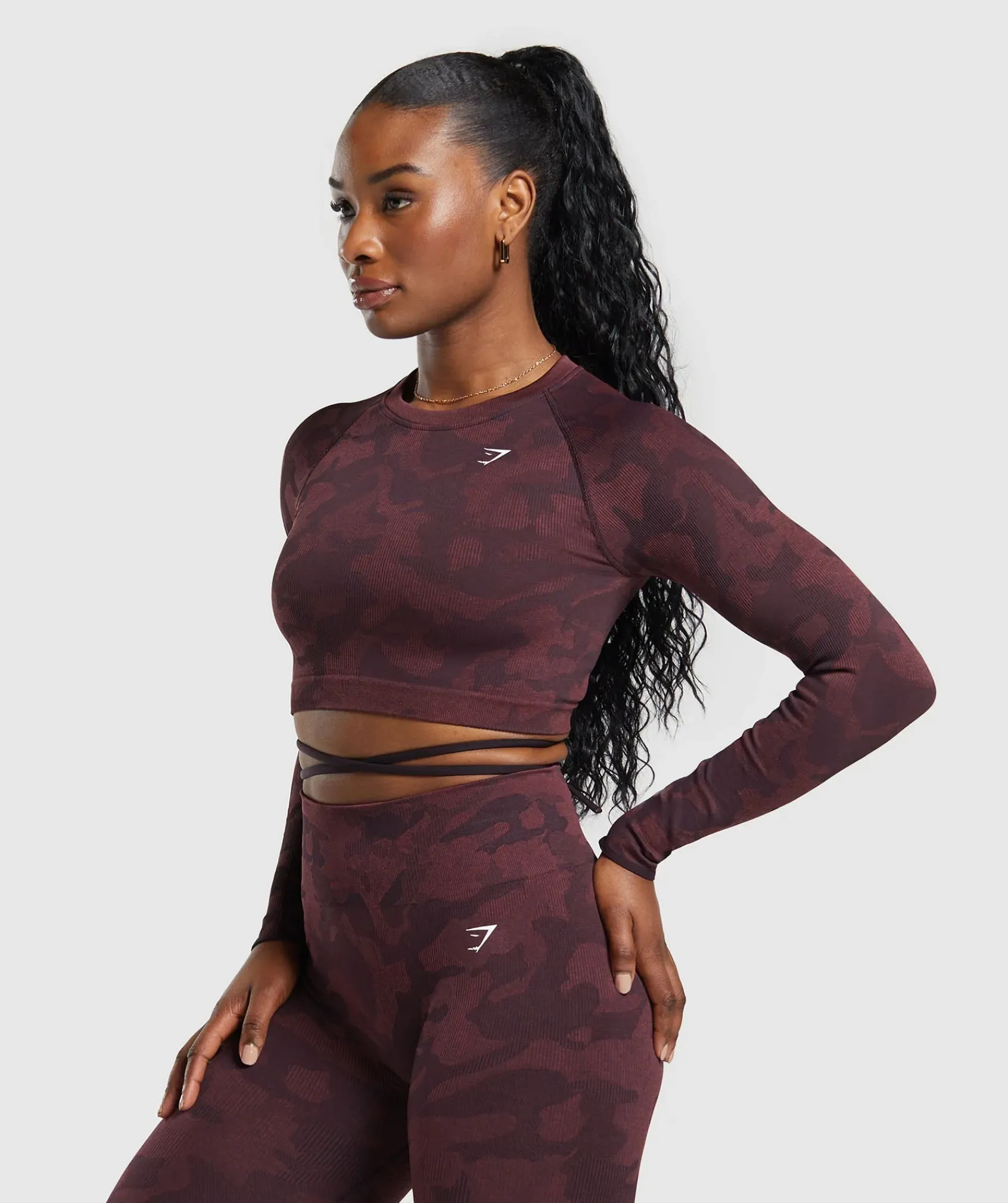 DAMES Gymshark Croptops|T-shirts*Adapt Camo Seamless Long Sleeve Crop Top