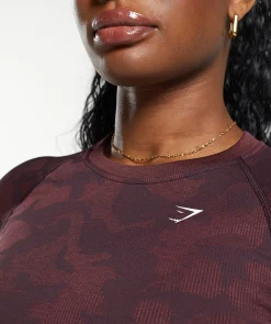 DAMES Gymshark Croptops|T-shirts*Adapt Camo Seamless Long Sleeve Crop Top