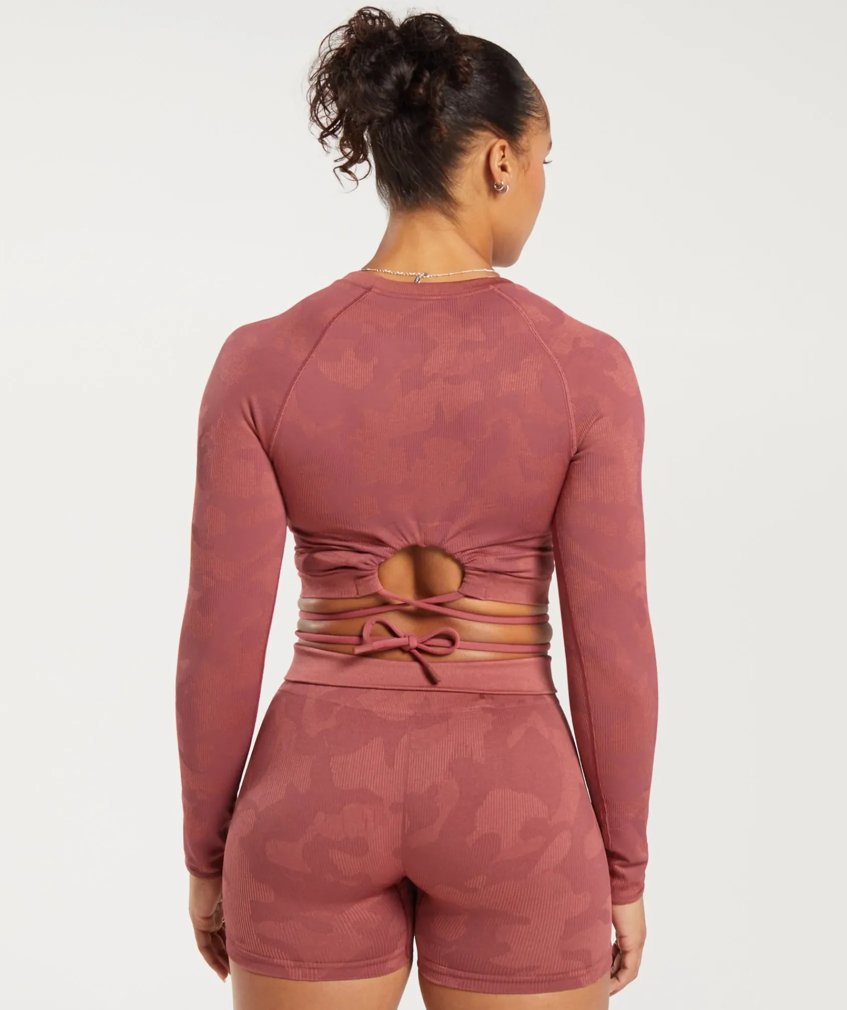 DAMES Gymshark Croptops|T-shirts*Adapt Camo Seamless Ribbed Long Sleeve Crop Top