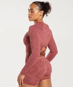 DAMES Gymshark Croptops|T-shirts*Adapt Camo Seamless Ribbed Long Sleeve Crop Top