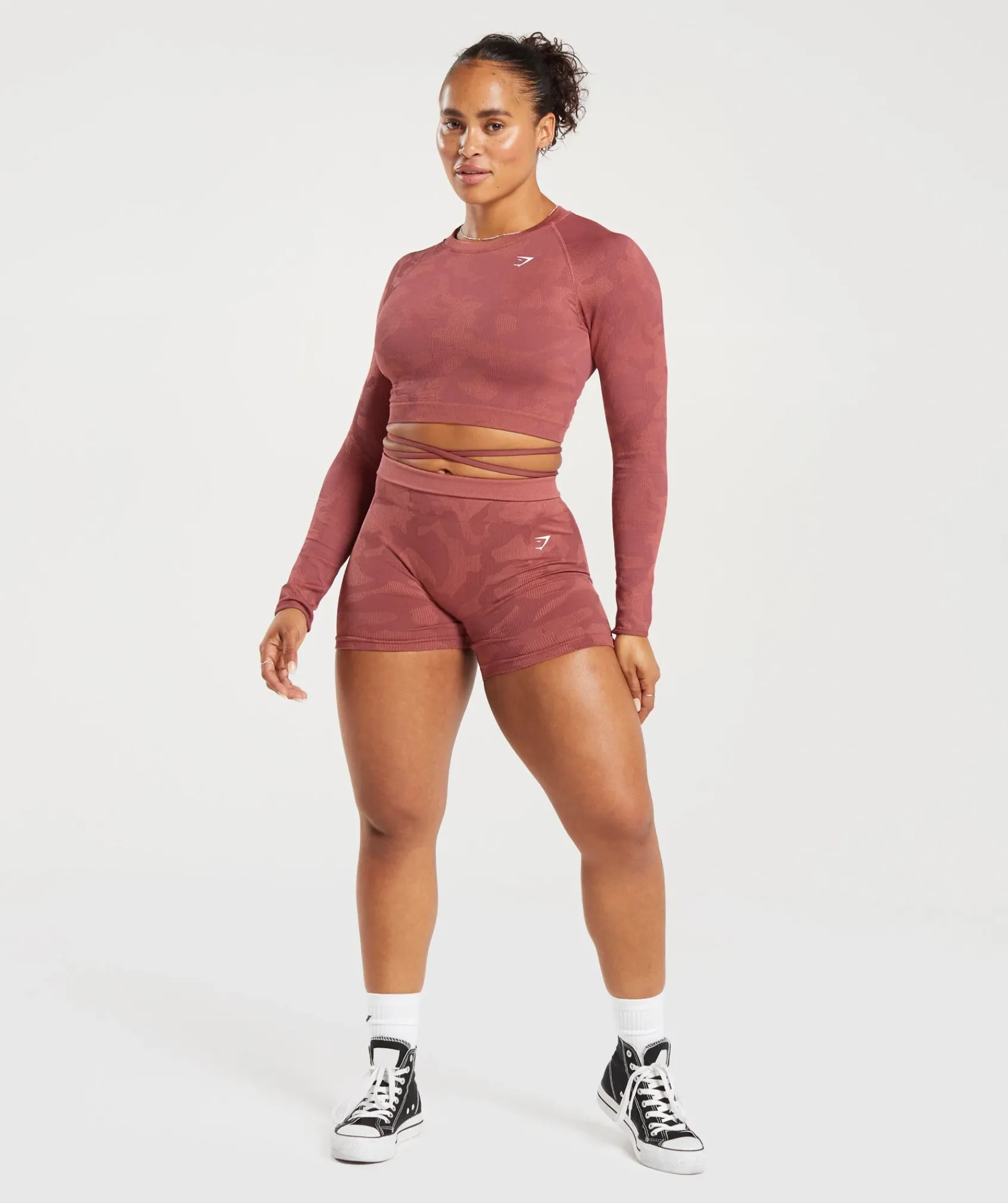 DAMES Gymshark Croptops|T-shirts*Adapt Camo Seamless Ribbed Long Sleeve Crop Top