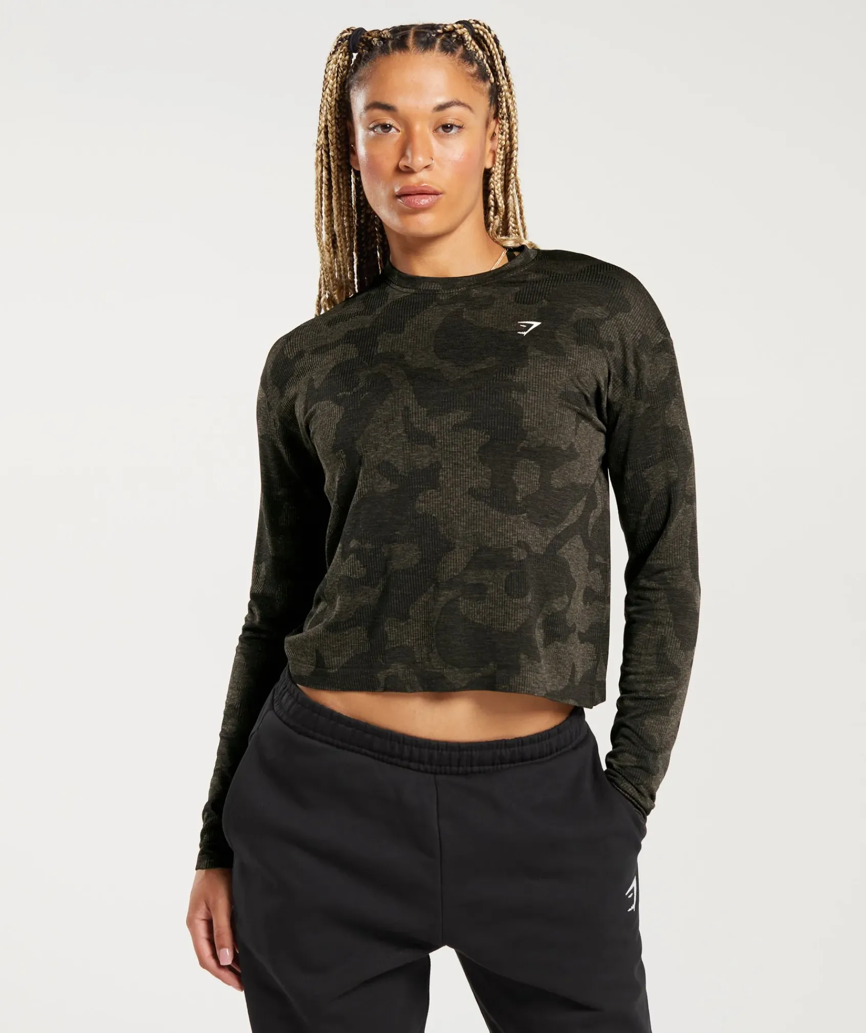 DAMES Gymshark T-shirts*Adapt Camo Seamless Ribbed Long Sleeve Top