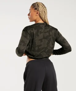 DAMES Gymshark T-shirts*Adapt Camo Seamless Ribbed Long Sleeve Top