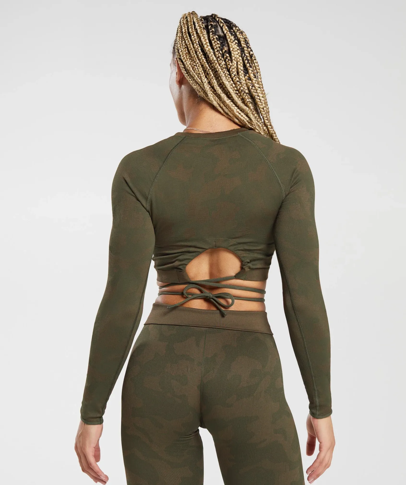 DAMES Gymshark Croptops|T-shirts*Adapt Camo Seamless Ribbed Long Sleeve Crop Top