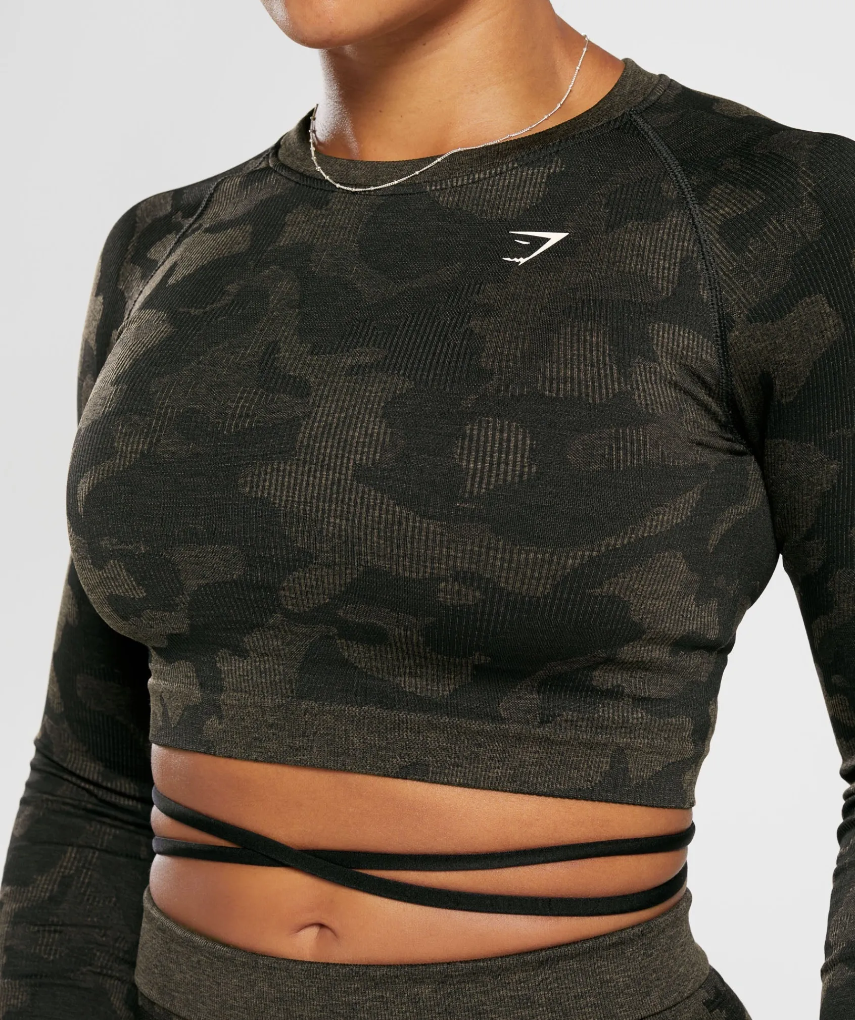 DAMES Gymshark Croptops|T-shirts*Adapt Camo Seamless Ribbed Long Sleeve Crop Top