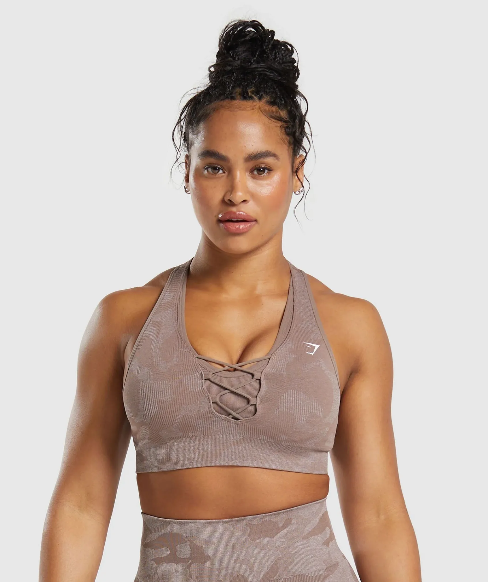 DAMES Gymshark Sport-bh's*Adapt Camo Seamless Sports Bra- Mocha Mauve/Stone Pink