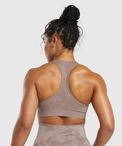DAMES Gymshark Sport-bh's*Adapt Camo Seamless Sports Bra- Mocha Mauve/Stone Pink