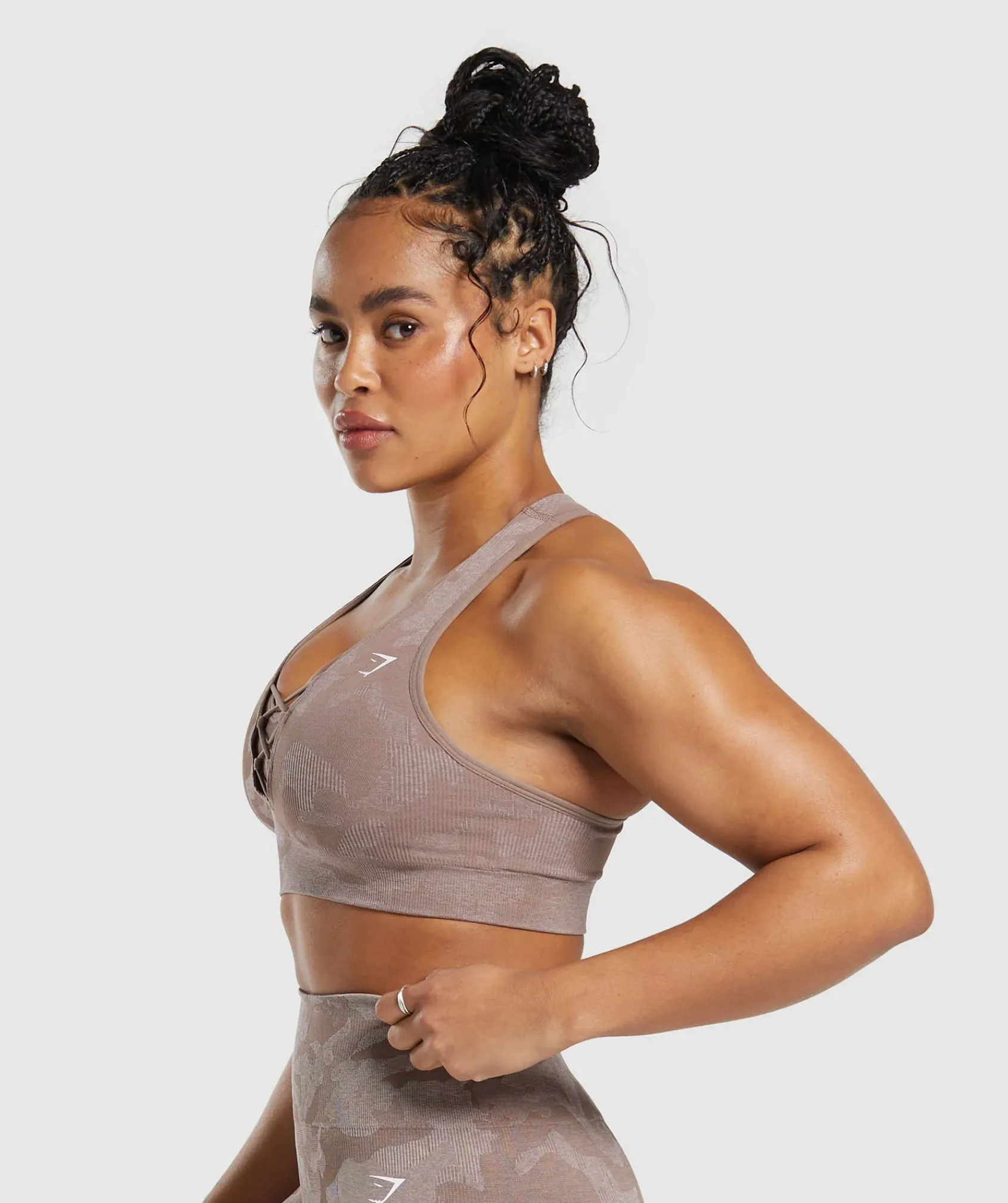 DAMES Gymshark Sport-bh's*Adapt Camo Seamless Sports Bra- Mocha Mauve/Stone Pink