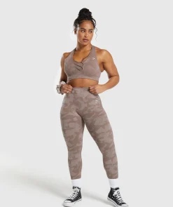 DAMES Gymshark Sport-bh's*Adapt Camo Seamless Sports Bra- Mocha Mauve/Stone Pink
