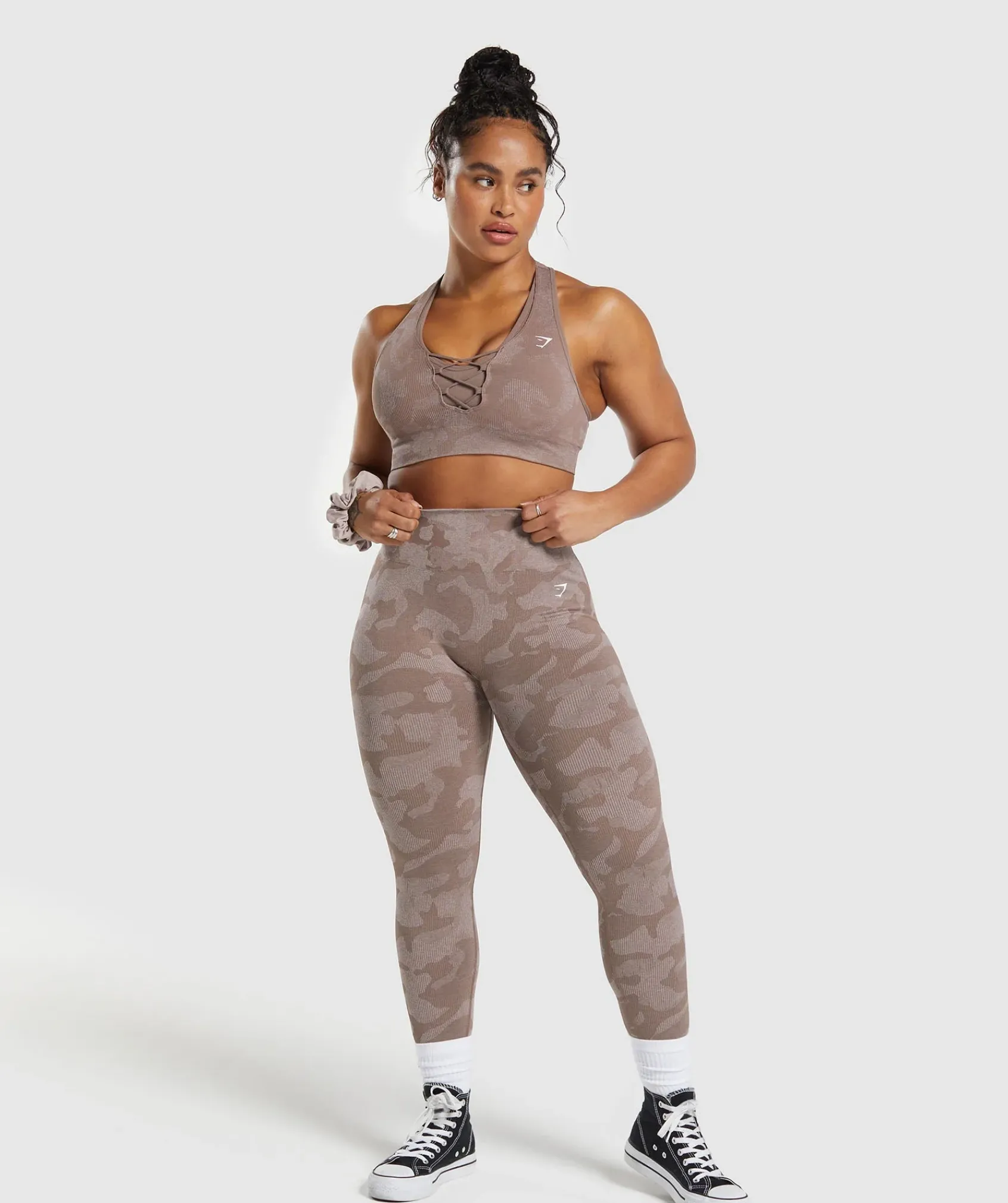 DAMES Gymshark Sport-bh's*Adapt Camo Seamless Sports Bra- Mocha Mauve/Stone Pink