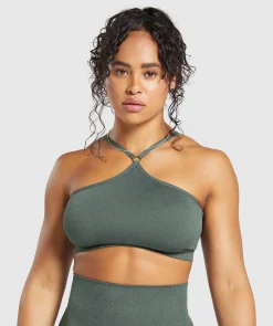 DAMES Gymshark Sport-bh's*Adapt Fleck Seamless Halterneck Bralette- Slate Teal/Cargo Teal