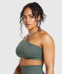 DAMES Gymshark Sport-bh's*Adapt Fleck Seamless Halterneck Bralette- Slate Teal/Cargo Teal