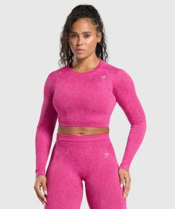 DAMES Gymshark T-shirts*Adapt Fleck Seamless Long Sleeve Crop Top