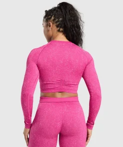 DAMES Gymshark T-shirts*Adapt Fleck Seamless Long Sleeve Crop Top