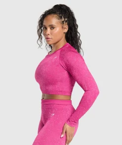 DAMES Gymshark T-shirts*Adapt Fleck Seamless Long Sleeve Crop Top