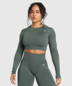 DAMES Gymshark Croptops|T-shirts*Adapt Fleck Seamless Long Sleeve Crop Top