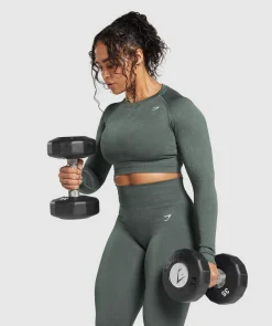 DAMES Gymshark Croptops|T-shirts*Adapt Fleck Seamless Long Sleeve Crop Top