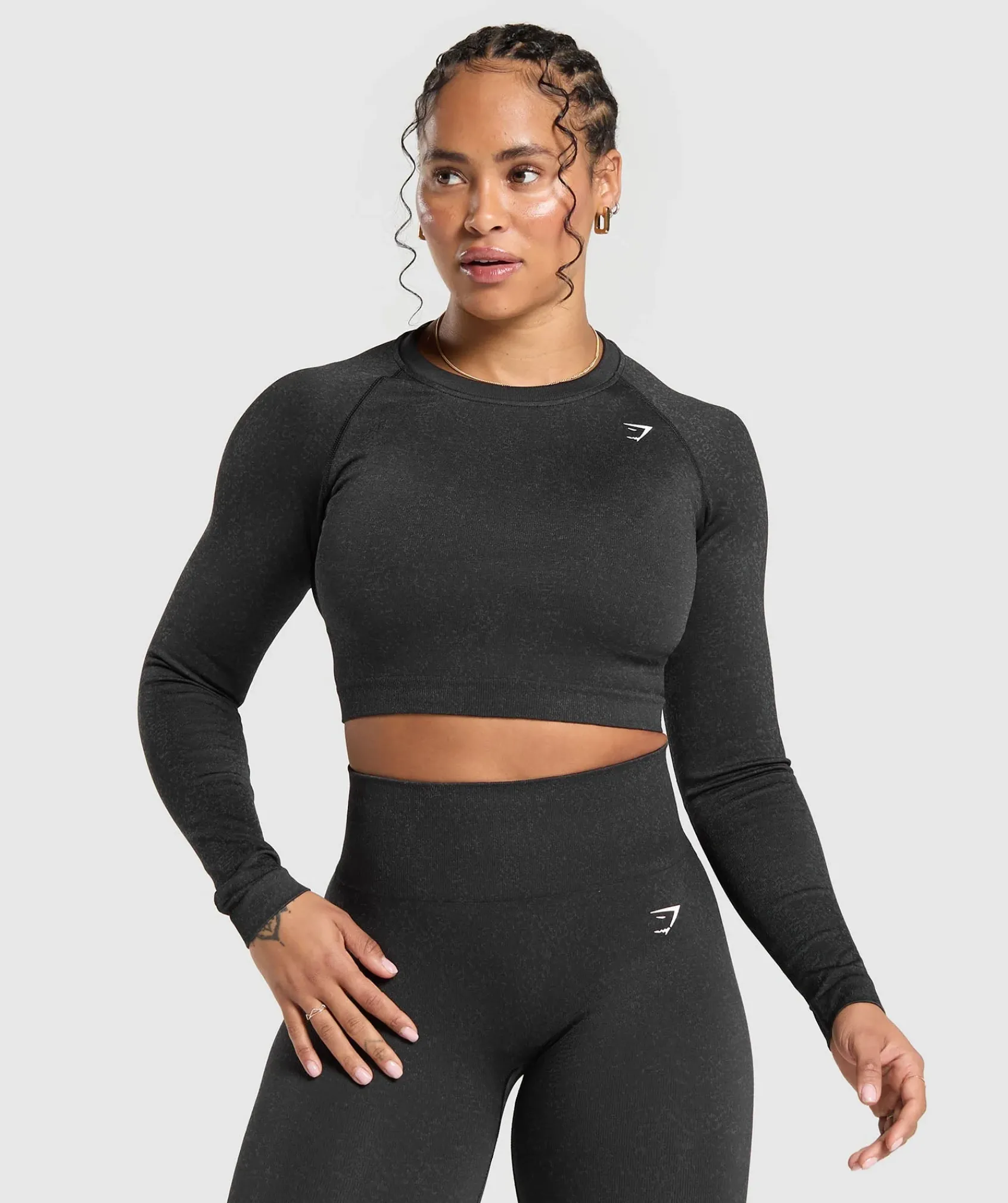 DAMES Gymshark Croptops|T-shirts*Adapt Fleck Seamless Long Sleeve Crop Top