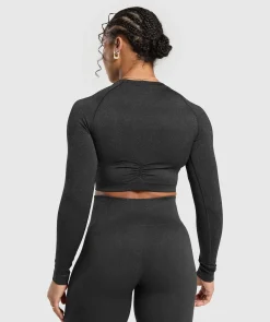 DAMES Gymshark Croptops|T-shirts*Adapt Fleck Seamless Long Sleeve Crop Top