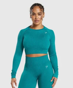 DAMES Gymshark Croptops|T-shirts*Adapt Fleck Seamless Long Sleeve Crop Top