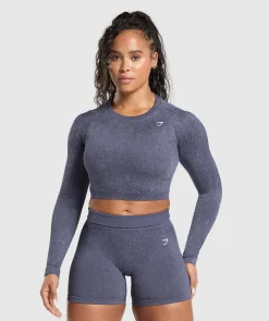 DAMES Gymshark T-shirts*Adapt Fleck Seamless Long Sleeve Crop Top