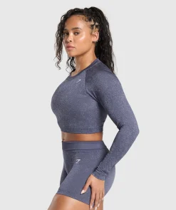 DAMES Gymshark T-shirts*Adapt Fleck Seamless Long Sleeve Crop Top