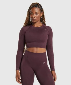DAMES Gymshark Croptops|T-shirts*Adapt Fleck Seamless Long Sleeve Crop Top
