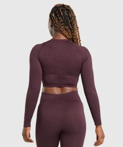 DAMES Gymshark Croptops|T-shirts*Adapt Fleck Seamless Long Sleeve Crop Top