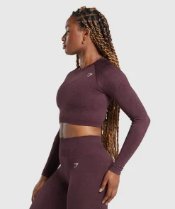 DAMES Gymshark Croptops|T-shirts*Adapt Fleck Seamless Long Sleeve Crop Top