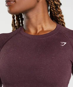 DAMES Gymshark Croptops|T-shirts*Adapt Fleck Seamless Long Sleeve Crop Top