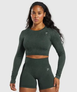 DAMES Gymshark Croptops|T-shirts*Adapt Fleck Seamless Long Sleeve Crop Top