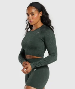 DAMES Gymshark Croptops|T-shirts*Adapt Fleck Seamless Long Sleeve Crop Top
