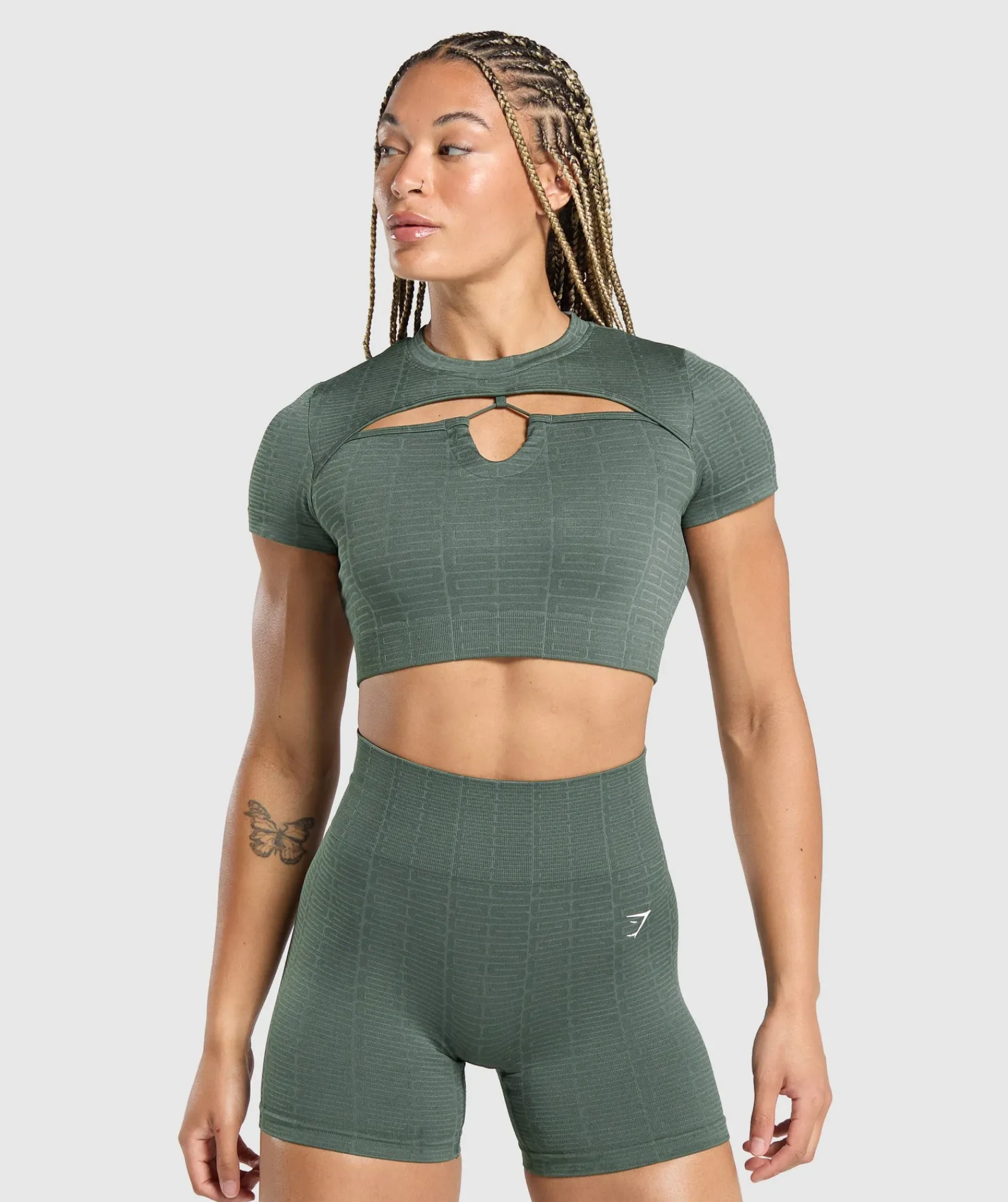 DAMES Gymshark Croptops|T-shirts*Adapt Monogram Seamless Ruched Crop Top