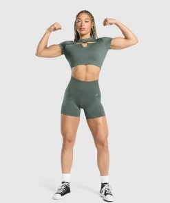 DAMES Gymshark Croptops|T-shirts*Adapt Monogram Seamless Ruched Crop Top