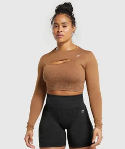 DAMES Gymshark Croptops|T-shirts*Adapt Pattern Seamless Faded Long Sleeve Top