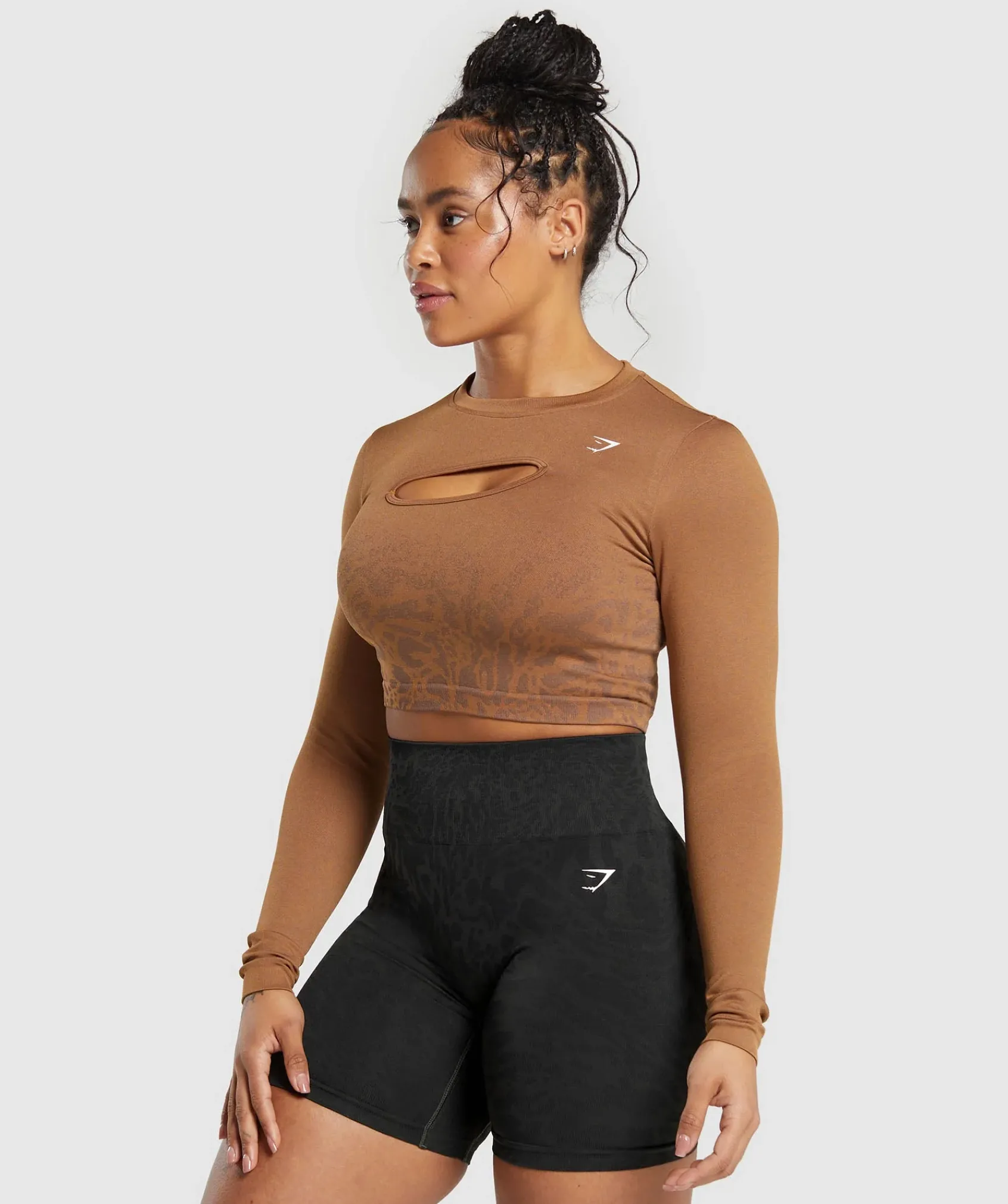 DAMES Gymshark Croptops|T-shirts*Adapt Pattern Seamless Faded Long Sleeve Top
