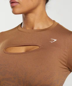 DAMES Gymshark Croptops|T-shirts*Adapt Pattern Seamless Faded Long Sleeve Top
