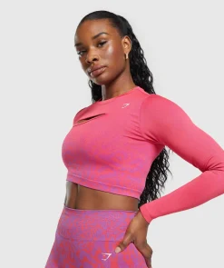DAMES Gymshark Croptops|T-shirts*Adapt Safari Seamless Faded Long Sleeve Top