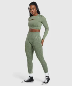 DAMES Gymshark Croptops|T-shirts*Adapt Safari Seamless Faded Long Sleeve Top