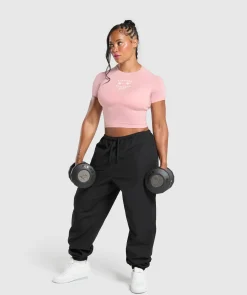 DAMES Gymshark Croptops|T-shirts*Barbell Hearts Seamless Baby Tee