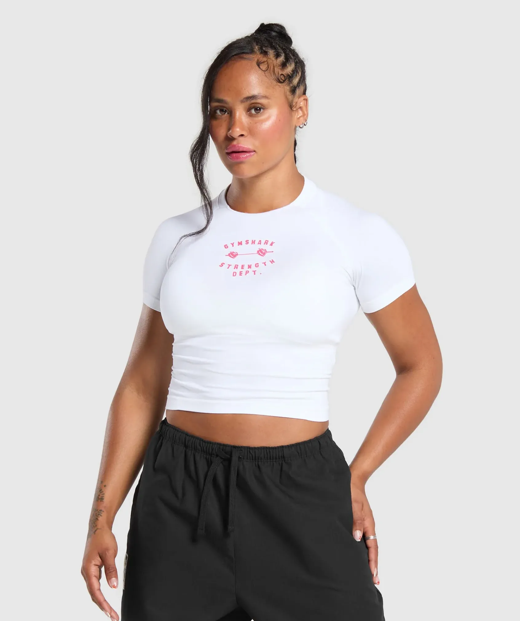 DAMES Gymshark Croptops|T-shirts*Barbell Hearts Seamless Baby Tee