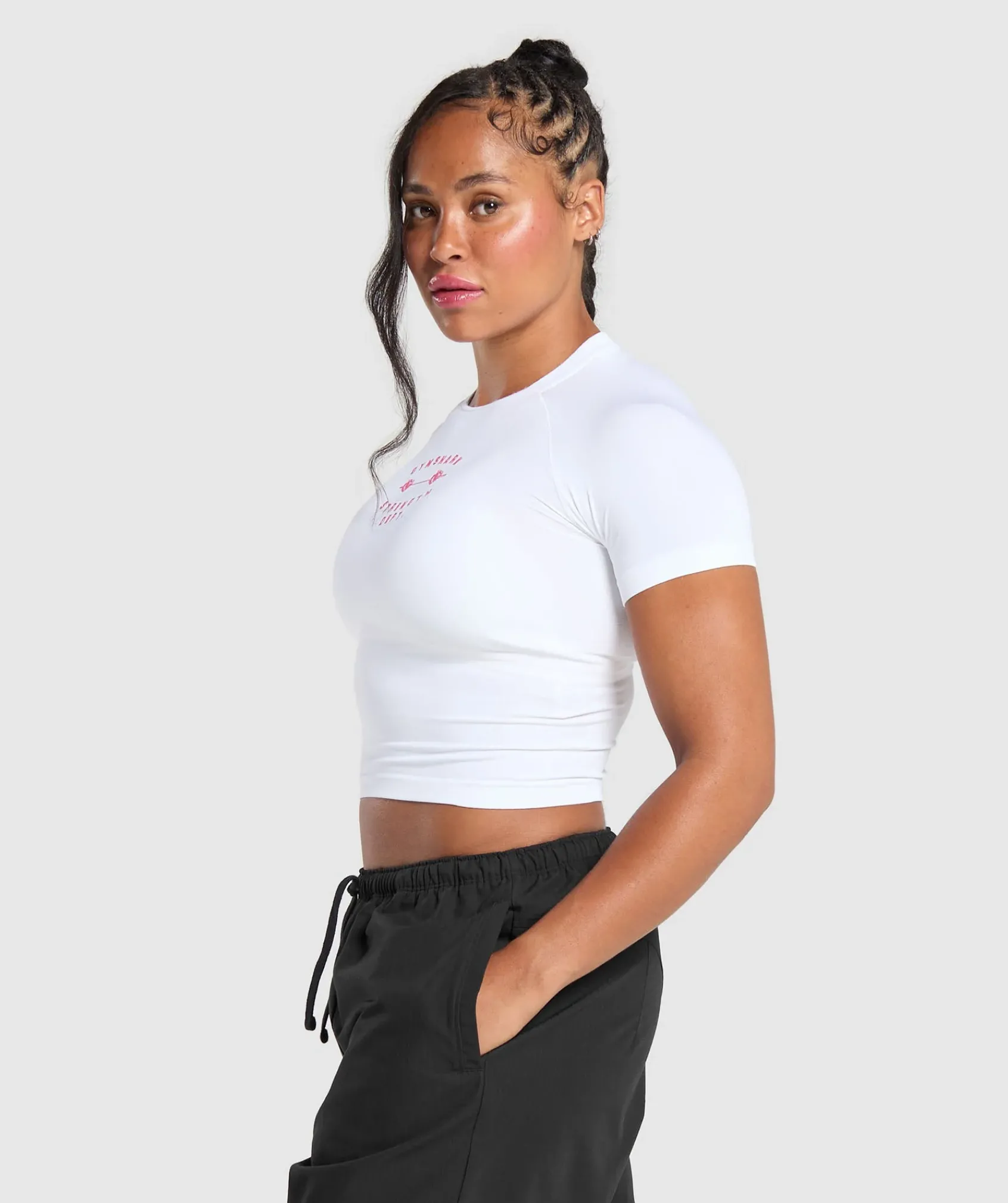DAMES Gymshark Croptops|T-shirts*Barbell Hearts Seamless Baby Tee