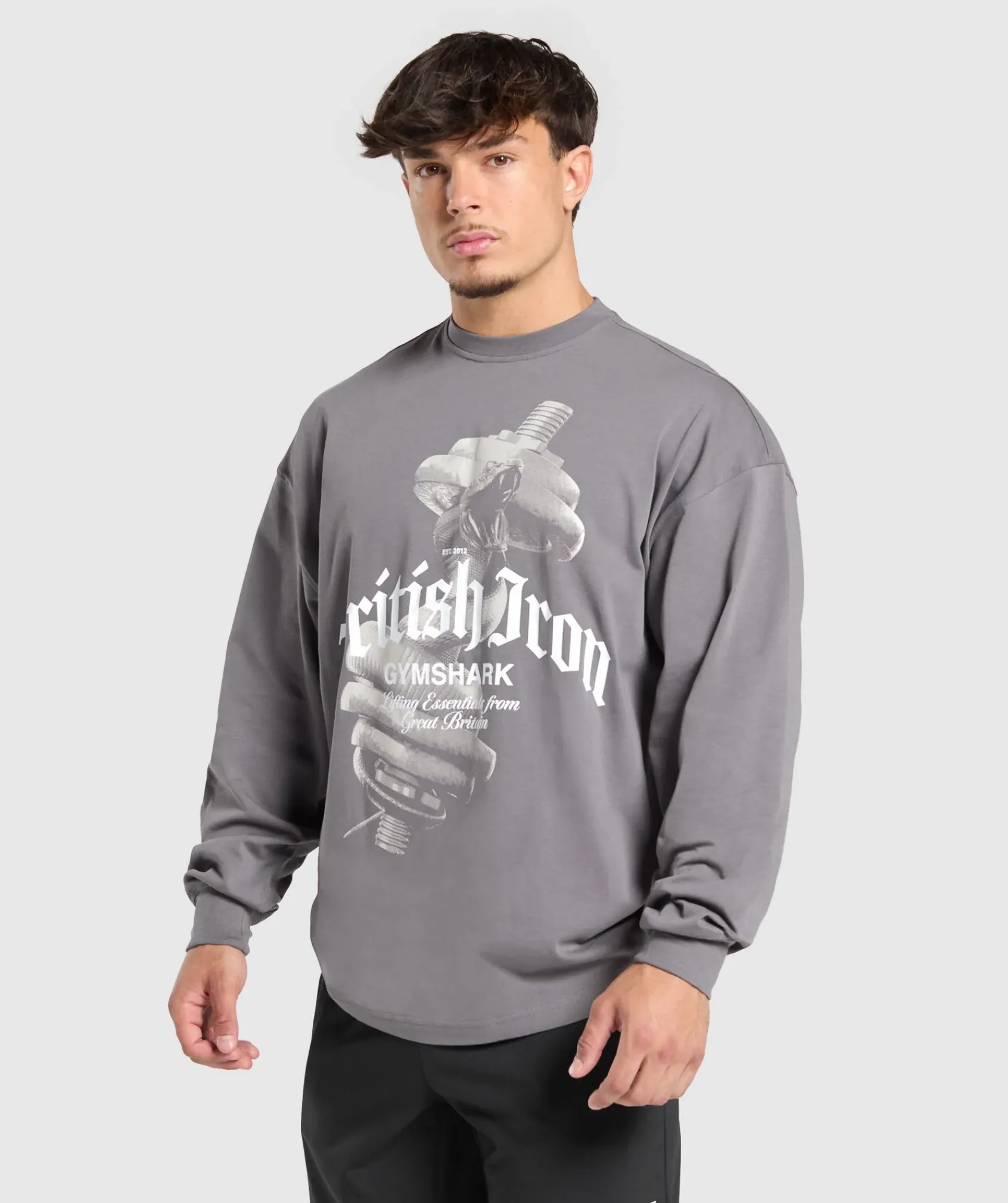 Heren Gymshark T-shirts*British Iron Long Sleeve T-Shirt