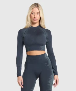 DAMES Gymshark Croptops*Caged Seamless Long Sleeve Crop Top