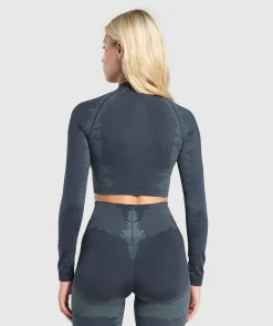DAMES Gymshark Croptops*Caged Seamless Long Sleeve Crop Top