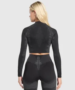 DAMES Gymshark Croptops*Caged Seamless Long Sleeve Crop Top